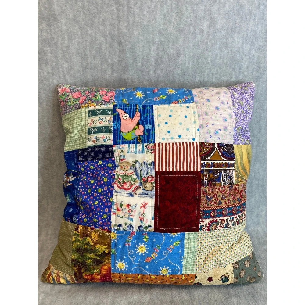 Handmade Patchwork Throw Pillow 17